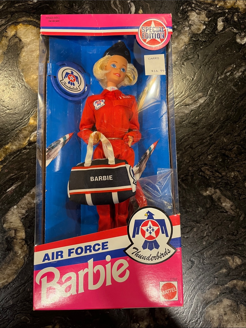 Mattel Barbie Air Force Special Edition in Red with Black & White Duffel